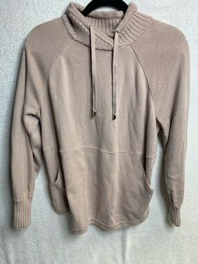 Max Studio Knit Funnel Neck Pullover in Beige